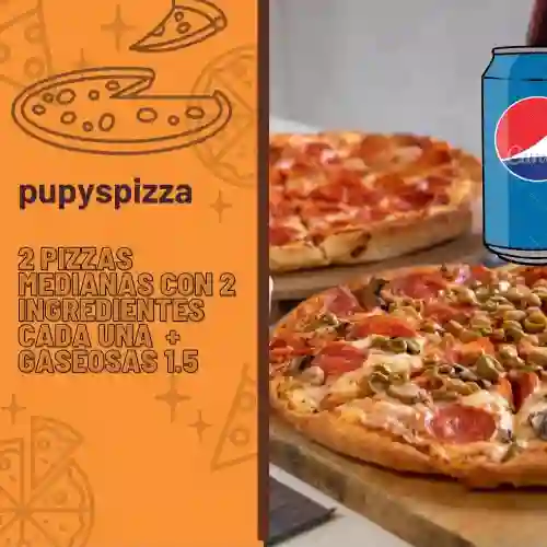 2 Pizzas de 8 porciones16 porciones