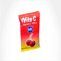 Vita C Mk (500 mg) Vitaminas en Tabletas Masticables Cereza