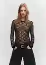 Camiseta Saona Negro Talla S Mujer Mango
