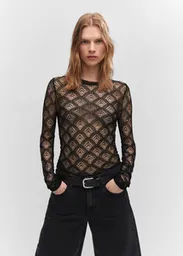 Camiseta Saona Negro Talla S Mujer Mango