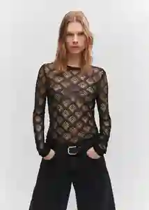 Camiseta Saona Negro Talla S Mujer Mango