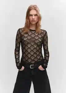Camiseta Saona Negro Talla S Mujer Mango