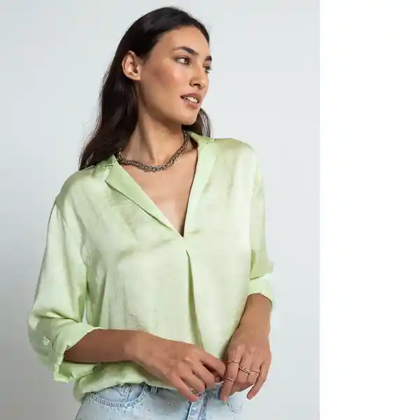 Camisa Adrienne Mujer Verde Cañaveral Talla L 012F349 Naf Naf