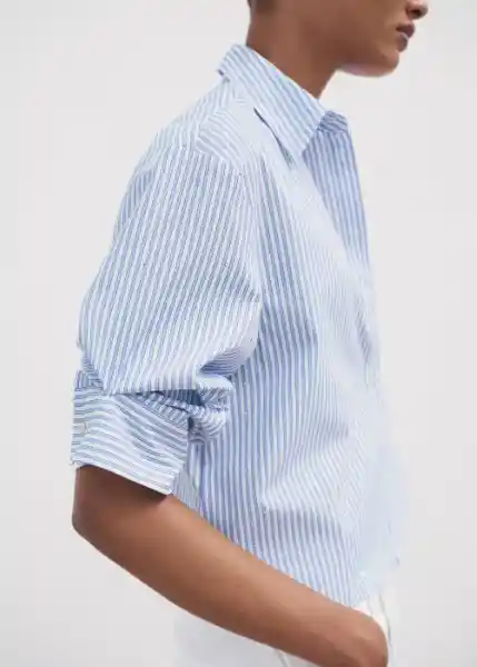 Camisa Fab Azul Talla M Mujer Mango