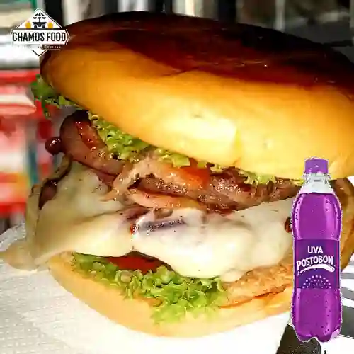 Combo Hamburguesa Tocineta Ahumada +Uva Postobon 250ml