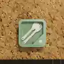 Contenedor Cuadrado Con 2 Compartimentos Verde 1100 mL Miniso