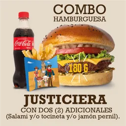 Combo hamburguesa justiciera 180 g