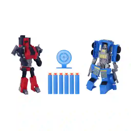 Robot Transformable y Pistola Azul y Rojo Serie Miniso