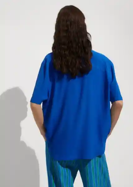 Camisa Moss Azul Talla M Mujer Mango