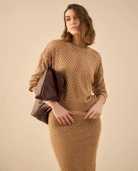 Blusa Tejido Duna Medio Café Talla S 462G106 Esprit