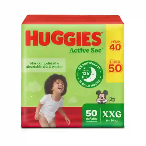 Pañales Huggies Active Sec Etapa 5/XXG Pague 40U Lleve 50 Und