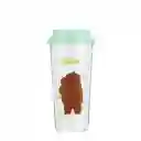 Miniso Vaso Plástico Con Pitillo Pardo Osos Escandalosos 550 mL