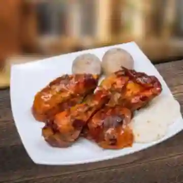 1/2 Pollo Asado con Arepa