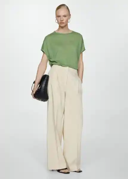 Camiseta Lint Verde Talla S Mujer Mango