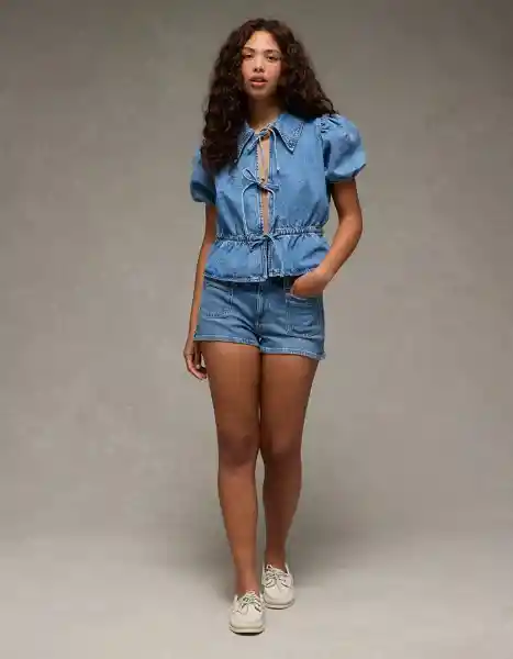 Camisa Mujer Azul Talla X-Small 6384936 American Eagle