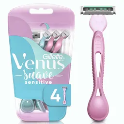GILLETTE Venus Suave Sensitive Cuchilla de Afeitar Mujer Depilación Coporal para Piel Sensible Máquina de Afeitar 4 Uds