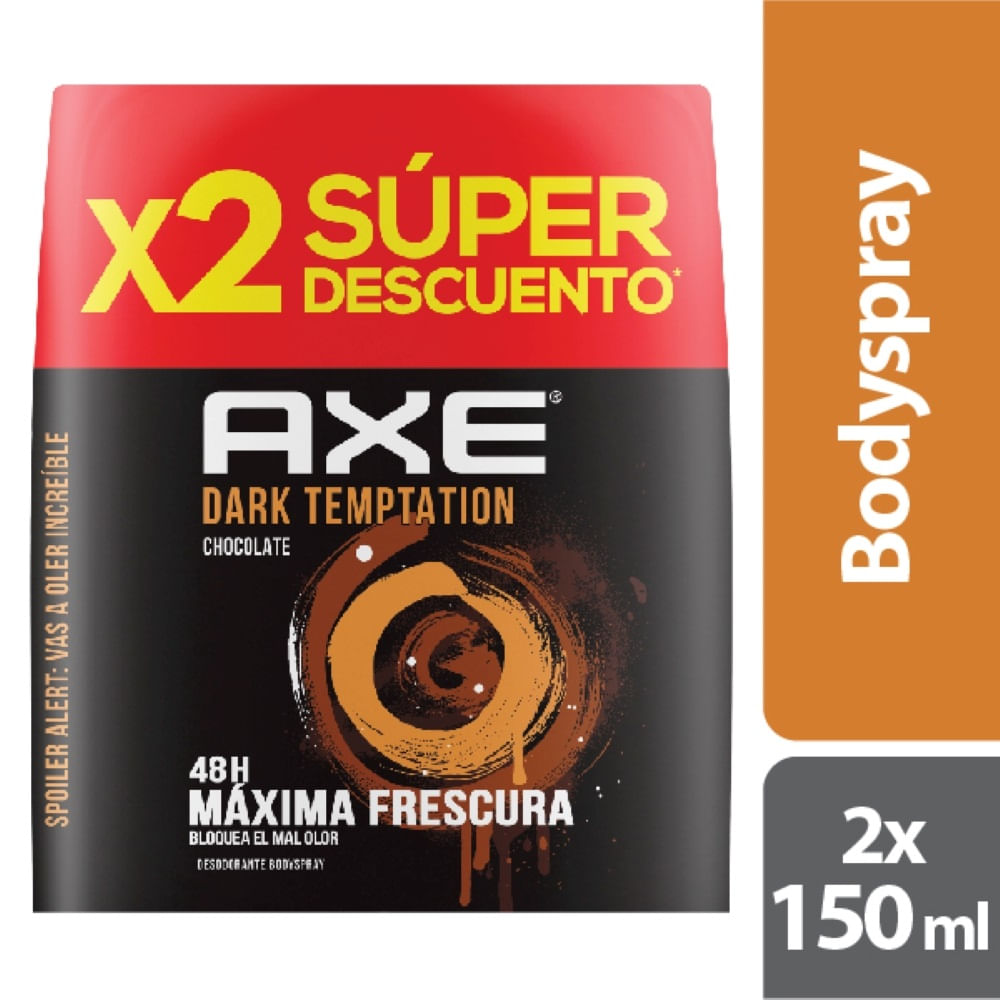 Axe Desodorante Antitranspirante Dark Temptation Aroma Chocolate 2 x 150 ml