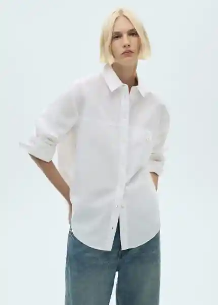 Camisa Nia Off White Talla S Mujer Mango