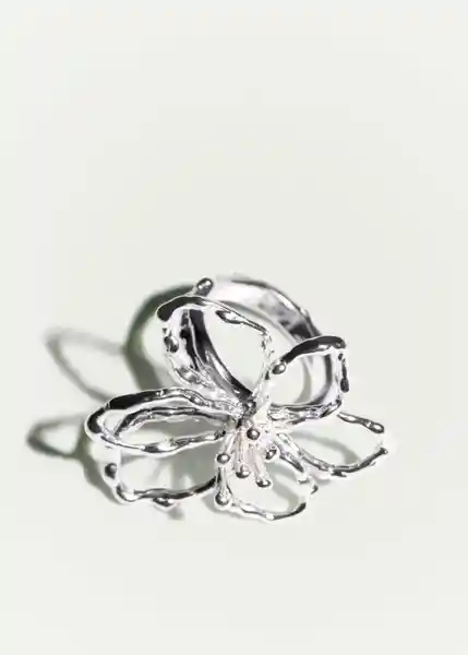 Anillo Flower Plata Talla L Mujer Mango