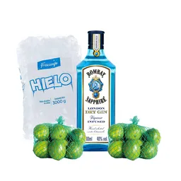 Combo Bombay Sapphire Ginebra London Dry + Frescampo Hielo Cubos