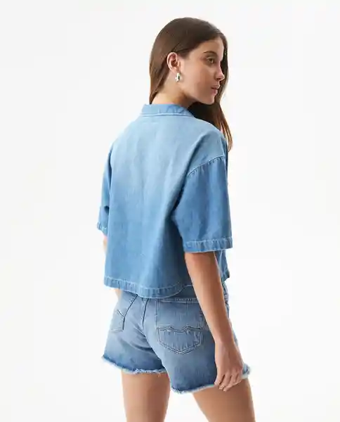 Camisa Cropped Denim Azul Dark Ultraoscuro Talla XS Chevignon
