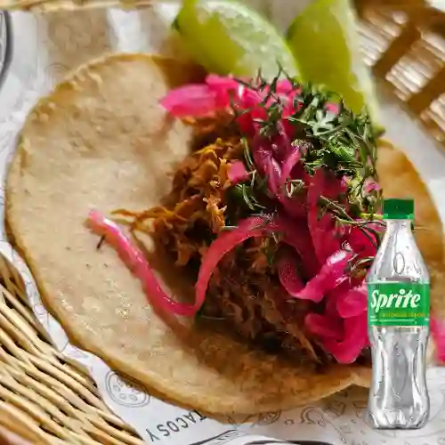 Combo Tacos de Cochinita Pibil X 2 +Sprite Orig 400ml