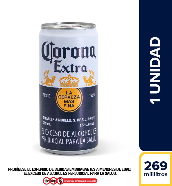 Corona Cerveza Extra en Lata 269 ml