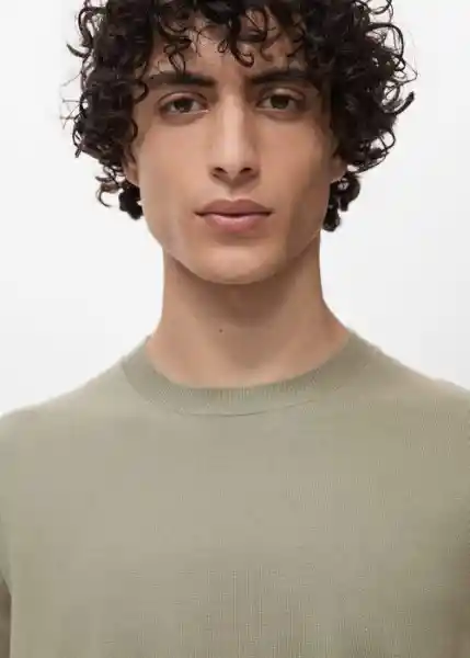 Camiseta Tricot Arraona Khaki Talla L Hombre Mango