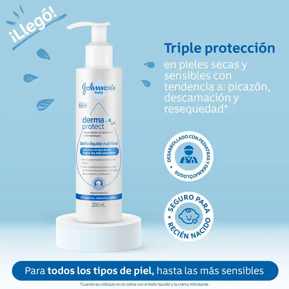 Baño Líquido Bebé JOHNSON'S Derma Protect x 200 ML
