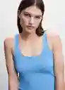 Top Ruffa Azul Talla S Mujer Mango