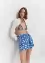 Falda Bolitas Azul Talla S Mujer Mango