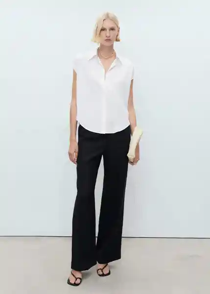 Camisa Lim Offwhite Talla M Mujer Mango