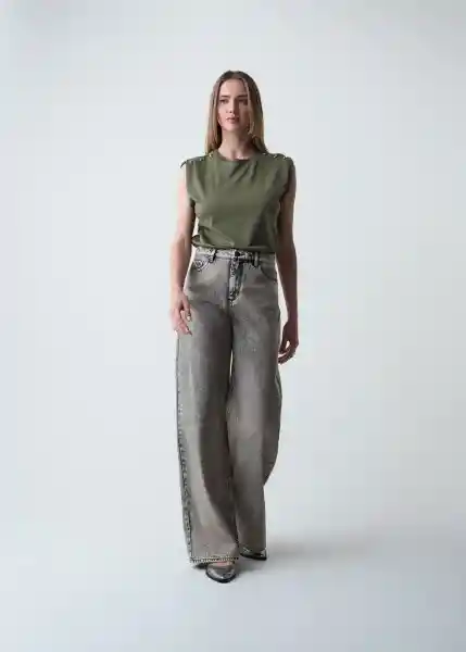 Camiseta Mujer Verde Cocodrilo Oscuro Talla S 509g057 Naf Naf