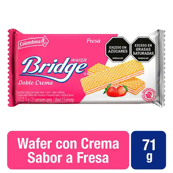 Bridge Galleta Wafer Doble Crema Sabor a Fresa