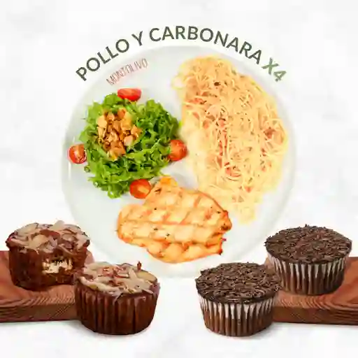 Combo 4 Arma tu Plato de Pollo y Carbonara + 4 Postres