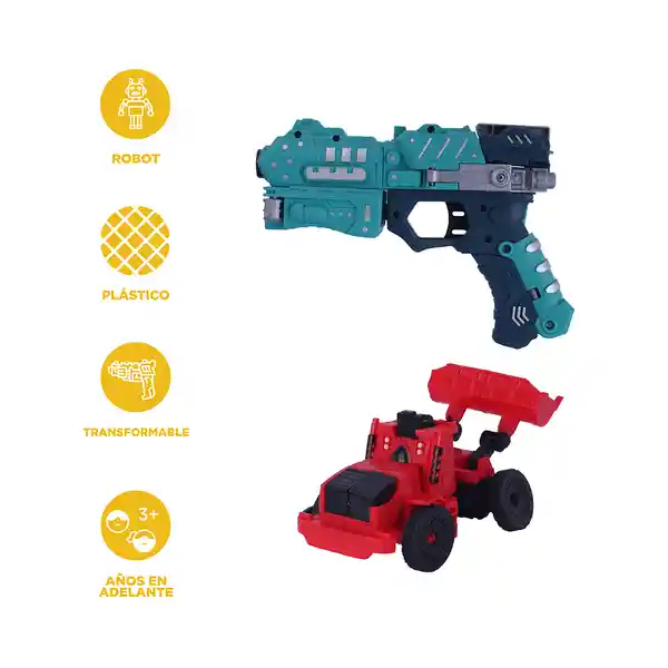 Robot Transformable y Pistola Rojo y Verde Serie Miniso
