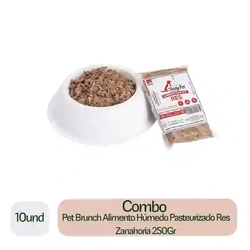 10 x Pet Brunch Alimento Humedo Pasteurizado Res Zanahoria 250Gr