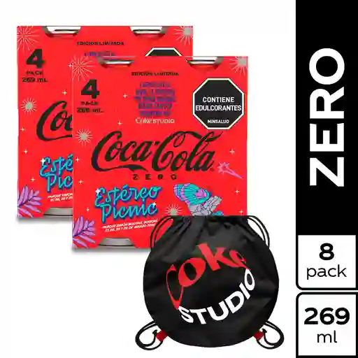 Combo Gaseosa Coca-Cola Zero 269 mL x 8 Und + Tula