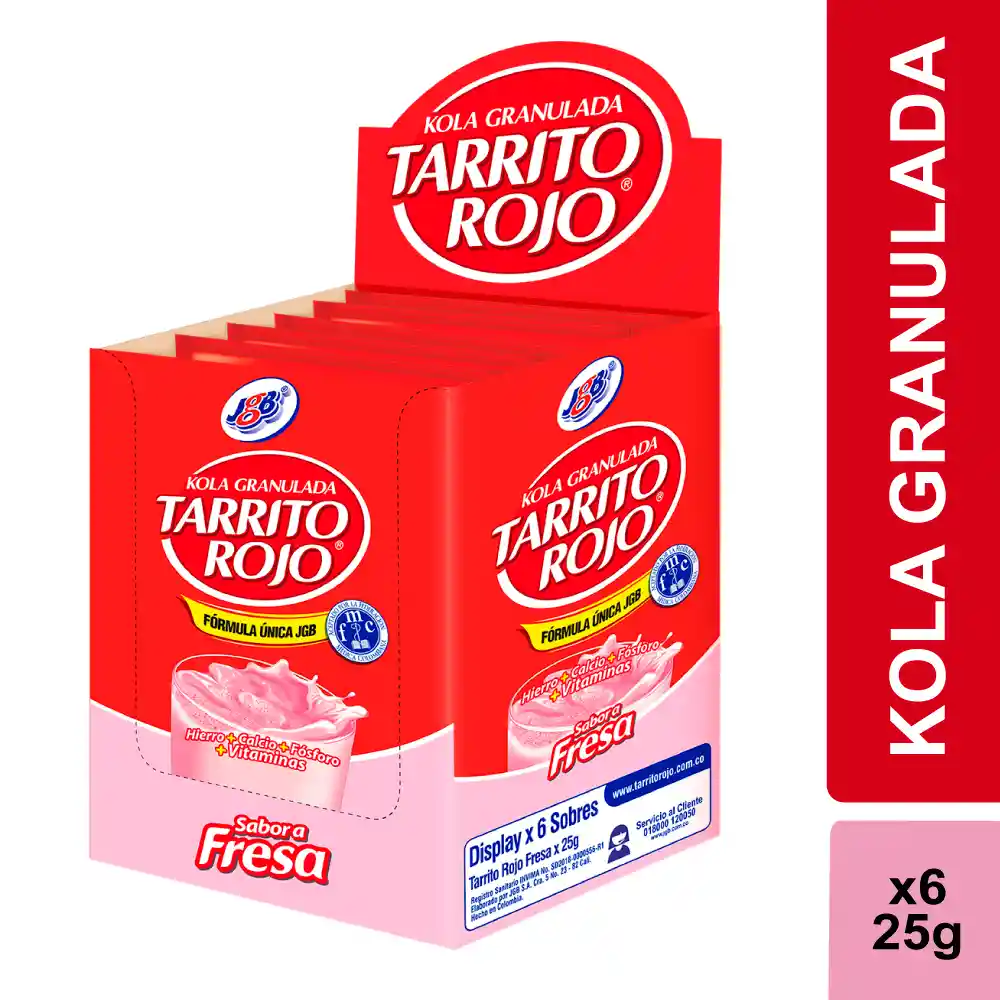 Kola Granulada Tarrito Rojo Fresa 25 g x 6 und