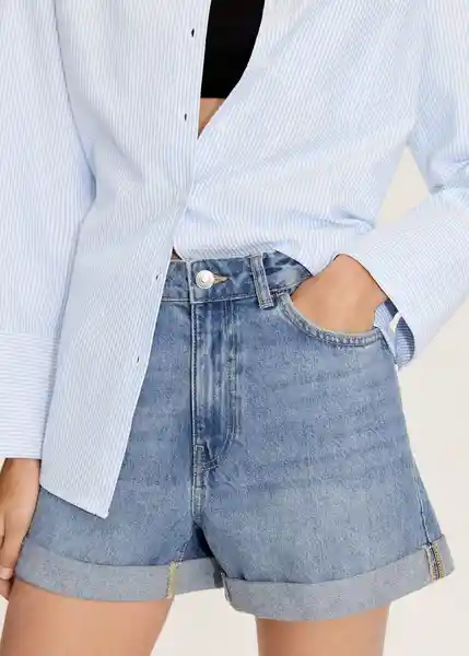 Short Mom80 Tejano Medio Talla 40 Mujer Mango