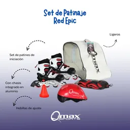 Qmax Set de Patinaje Red Epic L