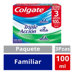 Crema Dental Colgate Triple Acción Menta Original 100 ml x 3