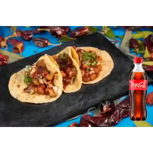 Combo 3 Tacos de Chicharrón +Cocacola Orig 400ml