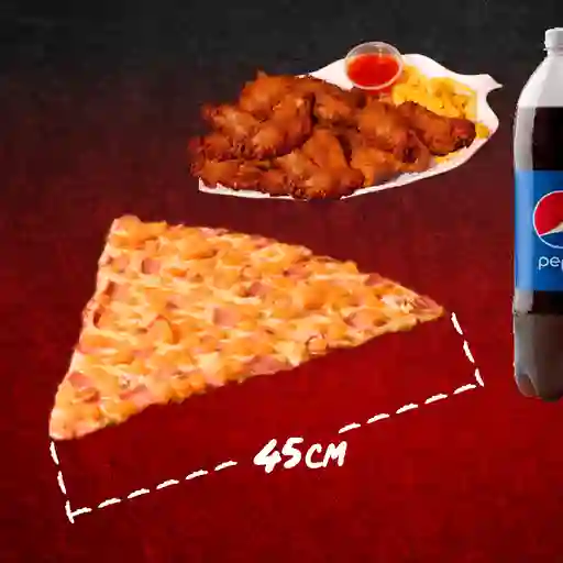 Combo pizza 4 porciones y alitas