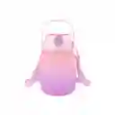 Vaso Plástico Con Correa Hombro Degradado Rosa 1300 mL Miniso