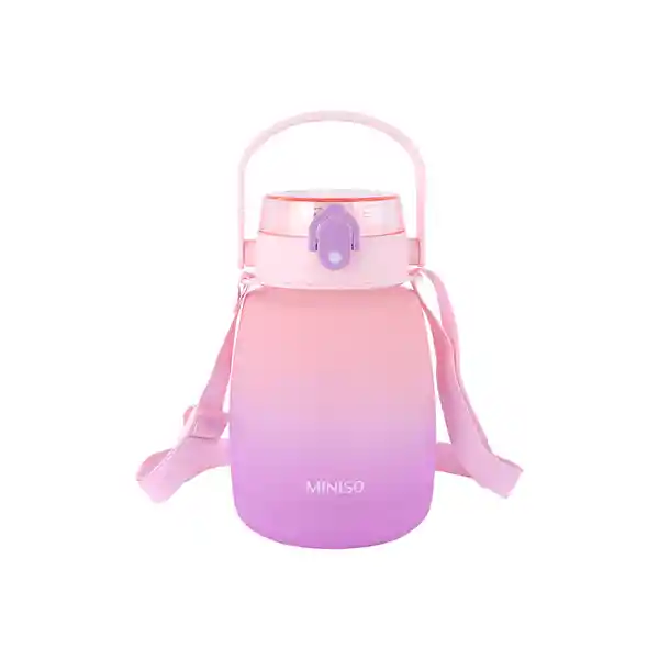 Vaso Plástico Con Correa Hombro Degradado Rosa 1300 mL Miniso