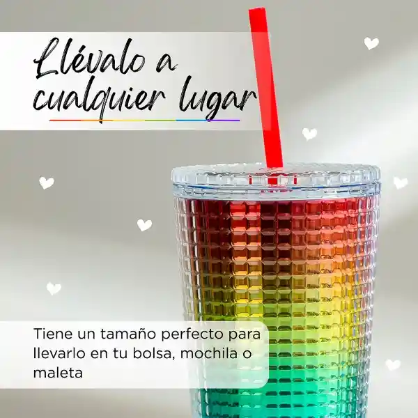 Vaso de Plástico de Doble Capa Con Pitillo Rainbow Series Miniso