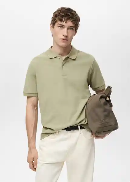 Camiseta Polo Rea Khaki Talla M Hombre Mango