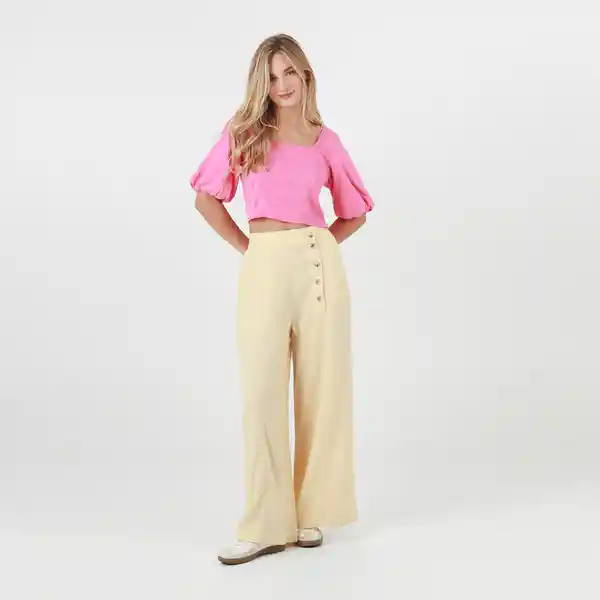 Blusa Cuello u Manga al Codo Rosado Talla S 713115