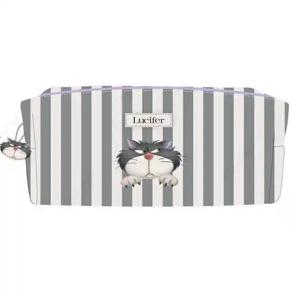 Cartuchera Serie Lucifer Cat Gris y BlancoMiniso